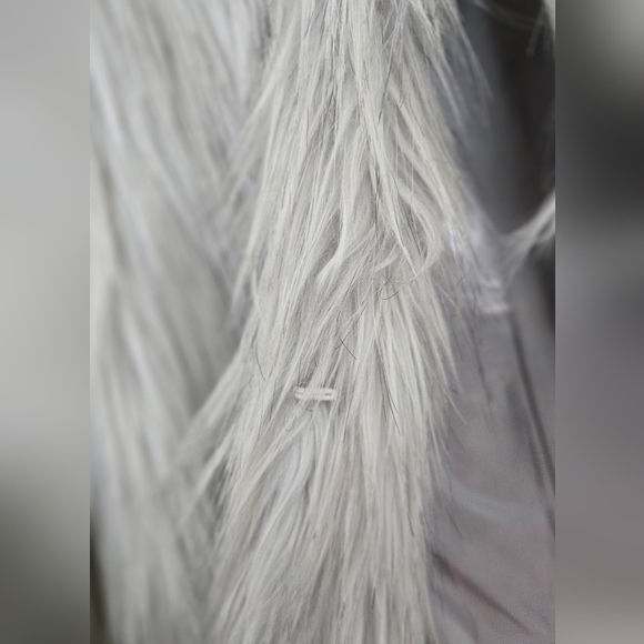 Topshop Faux Fur Grey Shag Coat Jacket Grey White - Picture 2 of 9